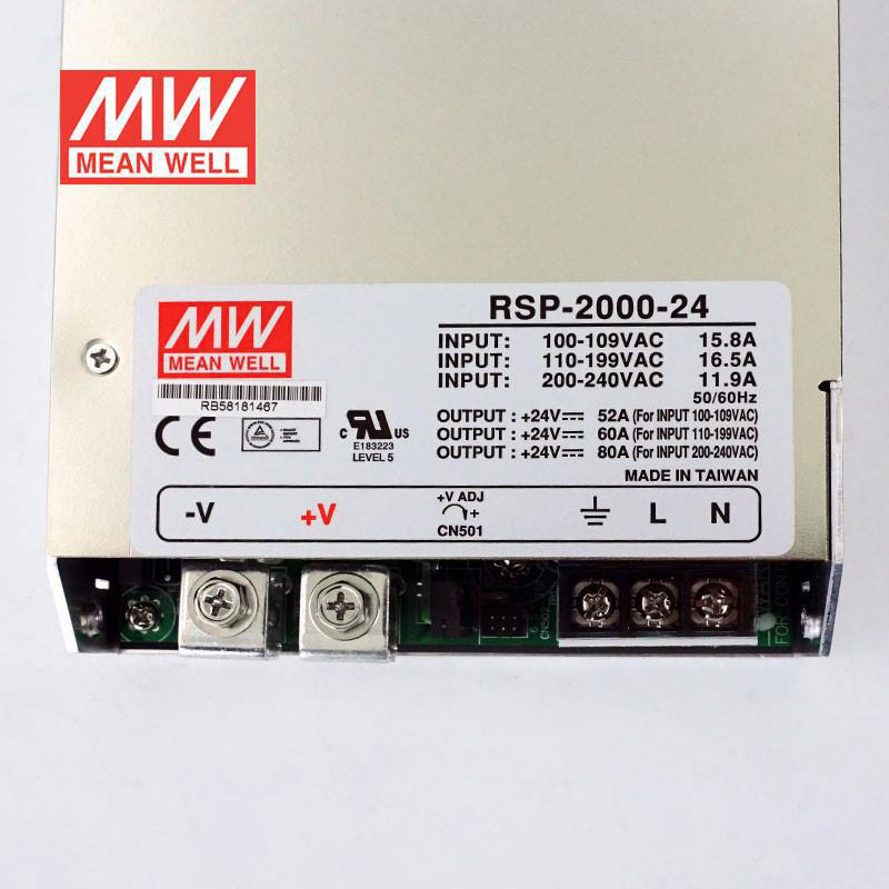 Mean Well RSP-2000-24 DC24V 2000Watt 83.5A UL Certification AC110-220 Volt Switching Power Supply For LED Strip Lights Lighting